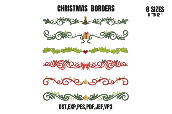 6 Christmas Borders Embroidery Bundle