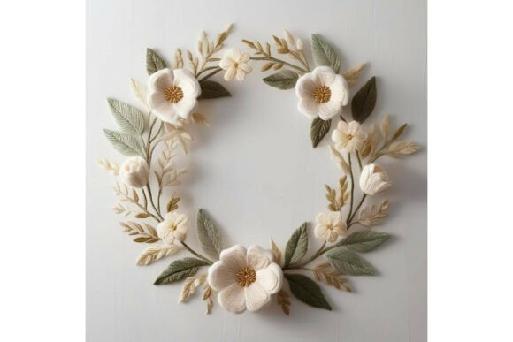 Background Floral Embroidery Wreath