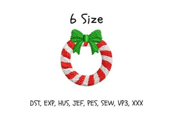 Candy Cane Wreath Embroidery Design