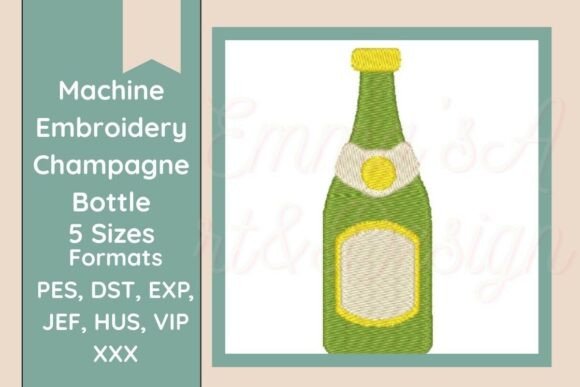 Champagne Bottle 2026 Machine Embroidery