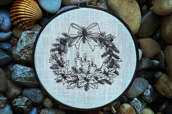 Christmas Candle Embroidery Design