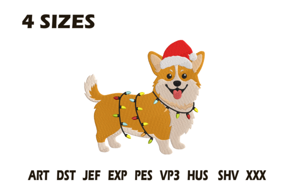 Christmas Corgi Embroidery Design