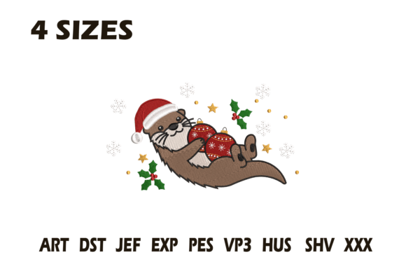 Christmas Otter Embroidery Design