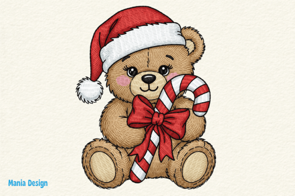 Christmas Teddy Bear Embroidery PNG