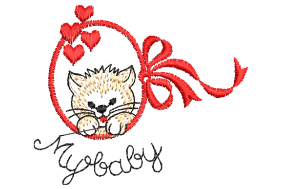 Cute Little Kitten Embroidery Design