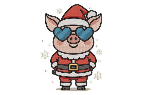 Cute Santa Pig Embroidery