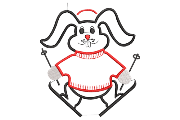 Cute Skating Bunny Embroidery Design