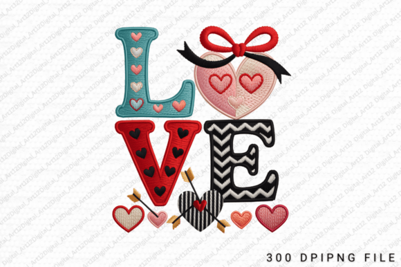 Embroidery Love PNG Sublimation Design
