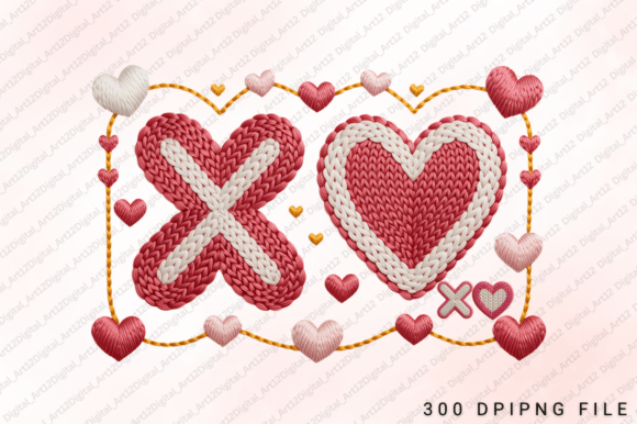 Embroidery Xoxo Valentine PNG Design