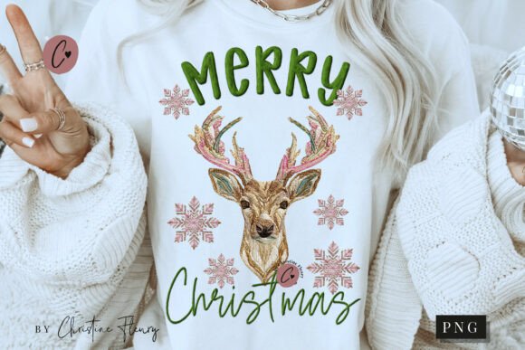 Faux Embroidery Merry Christmas PNG