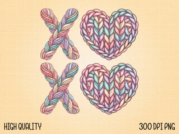 Faux Embroidery XOXO Heart PNG