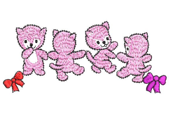 Four Cute Kittens Embroidery Design