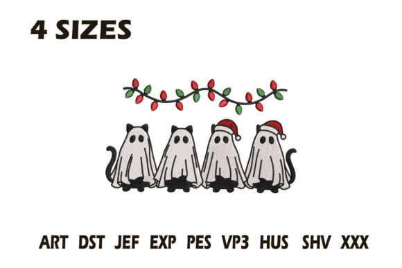 Ghost Cats Christmas Embroidery