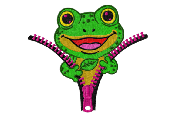 Happy Frog Zipper Embroidery Design
