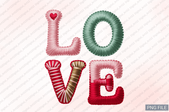 Love Embroidery PNG, Valentine’s Day PNG