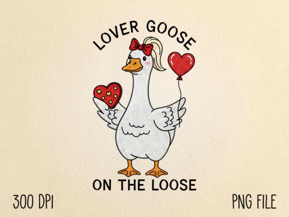 Lover Goose on the Loose Embroidery PNG