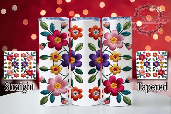 Mexican Floral Embroidery Tumbler