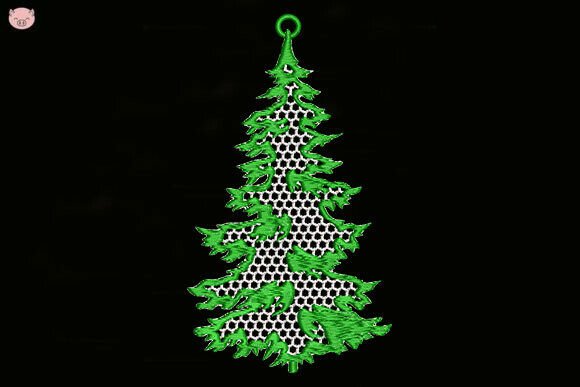 Ornament Christmas Tree Earrings Embroidery