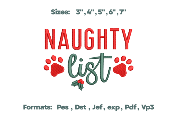 Pet Naughty List Christmas Embroidery