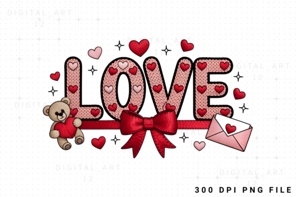 Romantic LOVE Embroidery PNG Design