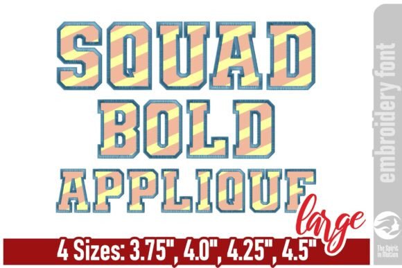 Squad Bold Applique Embroidery Font - L
