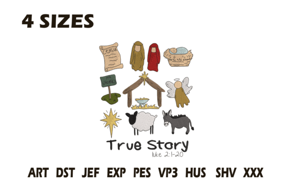 True Story Nativity Scene Embroidery