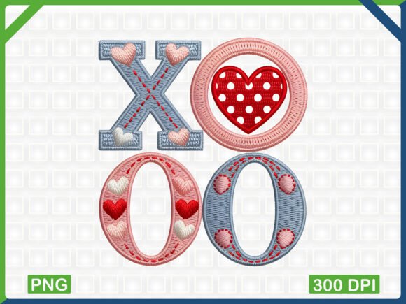 Valentine XO Embroidery Letters PNG