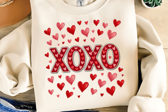 XOXO Valentine PNG Faux Yarn Embroidery